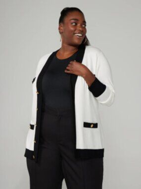 Fashion to Figure Button-Front Piped Cardigan